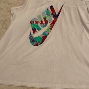 Nike White Tank with Multicolor Graphic